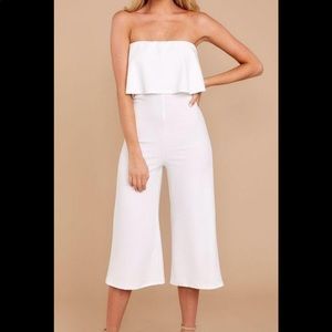 White strapless jumpsuit